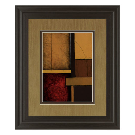 Classy Living Muted Ember Shapes Wall Art Double Mat 34x40 | Contemporary Abstract Paper on MDF in Dark Chocolate Frame | Living Room & | Model DM5331