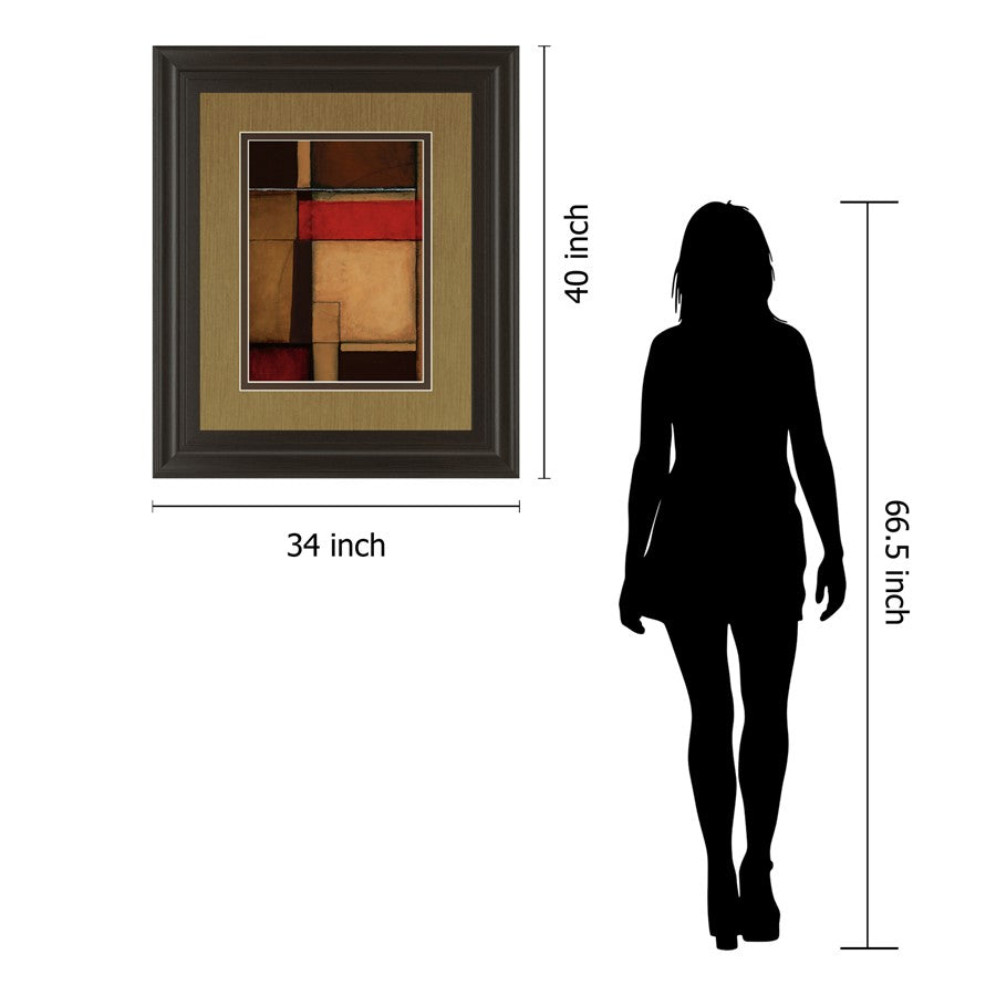 Classy Living Earthbound Harmony Wall Art 34x40in | Contemporary Multicolor Paper on MDF in Dark Chocolate Frame | Living Room & Office | Model DM5332