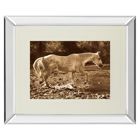 Classy Living The Crossing Wall Art 40x34in | Contemporary Mirrored Frame Sepia Horse Photo | Living Room & Office Decor | 40 x 34 x 3 in | Model DM5333MF