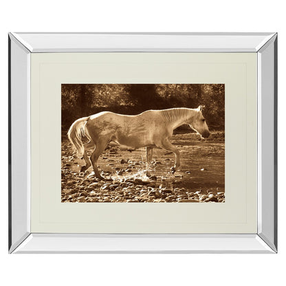 Classy Living The Crossing Wall Art 40x34in | Contemporary Mirrored Frame Sepia Horse Photo | Living Room & Office Decor | 40 x 34 x 3 in | Model DM5333MF
