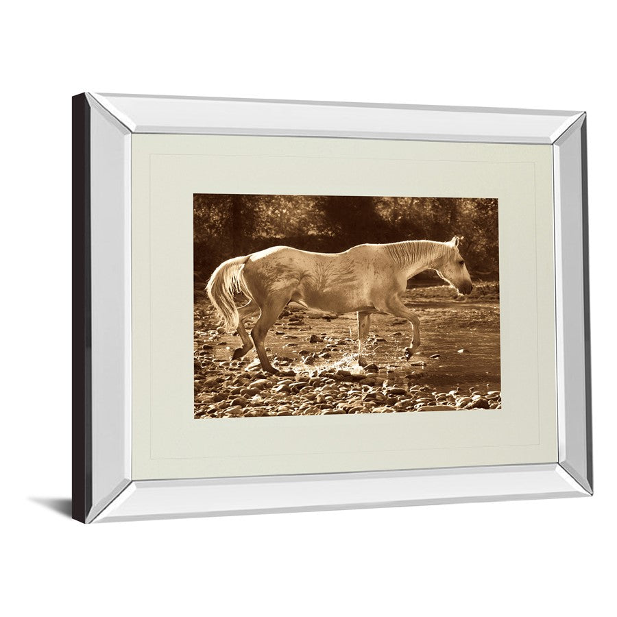 Classy Living The Crossing Wall Art 40x34in | Contemporary Mirrored Frame Sepia Horse Photo | Living Room & Office Decor | 40 x 34 x 3 in | Model DM5333MF