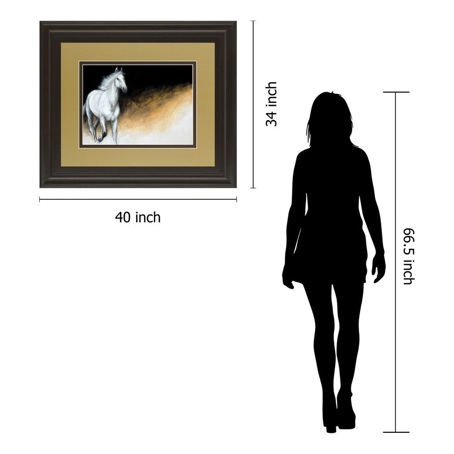 Classy Living Ethereal Stallion 40x34in Wall Art | Transitional Dark Chocolate MDF Frame with Glass | Living Room & Office Decor | 1 x 40 x | Model DM5334