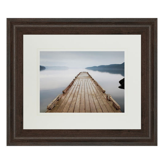 Classy Living Tranquil Dock Wall Art 40x34in | Contemporary Cinnamon Mocha MDF Frame with Real Glass | Living Room & Bedroom Decor | 40 x | Model DM5339