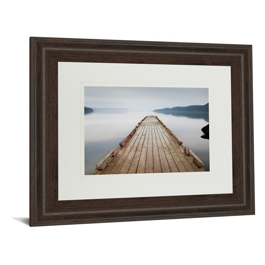 Classy Living Tranquil Dock Wall Art 40x34in | Contemporary Cinnamon Mocha MDF Frame with Real Glass | Living Room & Bedroom Decor | 40 x | Model DM5339