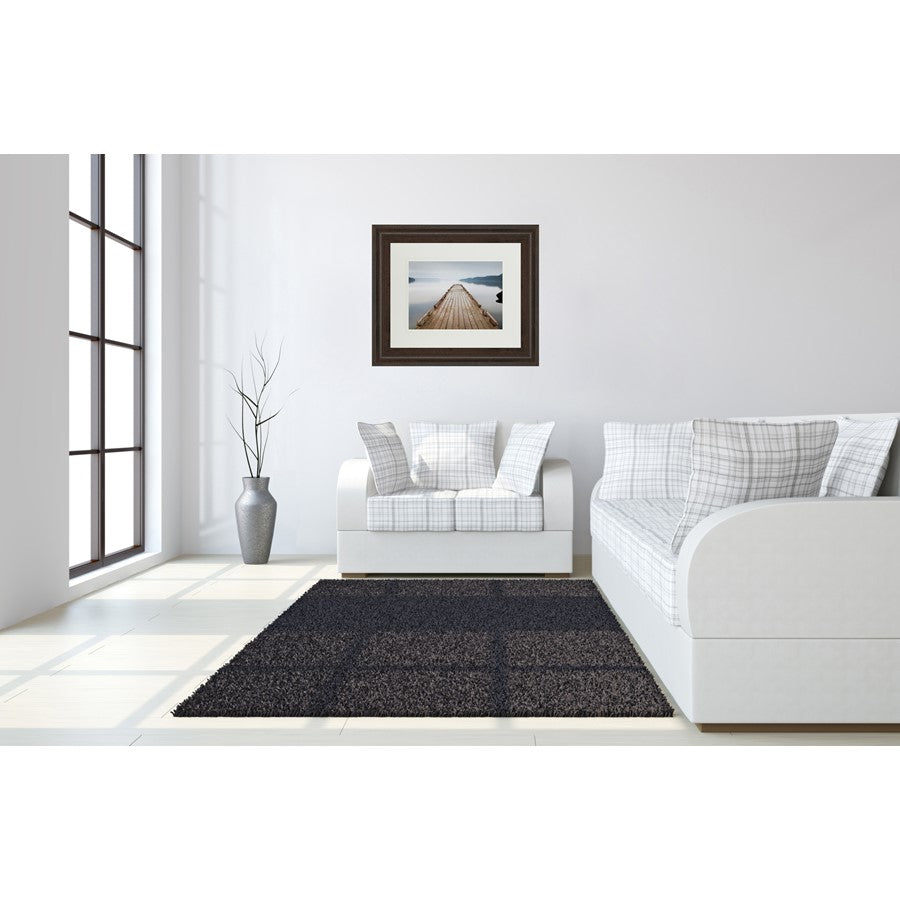 Classy Living Tranquil Dock Wall Art 40x34in | Contemporary Cinnamon Mocha MDF Frame with Real Glass | Living Room & Bedroom Decor | 40 x | Model DM5339