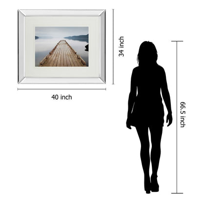 Classy Living Tranquil Dock Wall Art 40x34in | Contemporary Mirrored Frame | Living Room, Bedroom & Office Decor | 3 x 40 x 34 in | Model DM5339MF