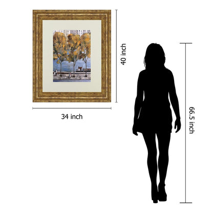 Classy Living Parisian Autumn Wall Art 34x40in | Transitional Gilded Radiance MDF Frame and Paper Print | Living Room & Office Decor | 34 x | Model DM5347