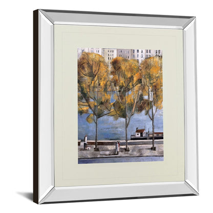 Classy Living Parisian Autumn Wall Art 34x40in | Transitional Mirrored Frame | Living Room & Office Decor | 34 x 40 x 3 in | Model DM5347MF