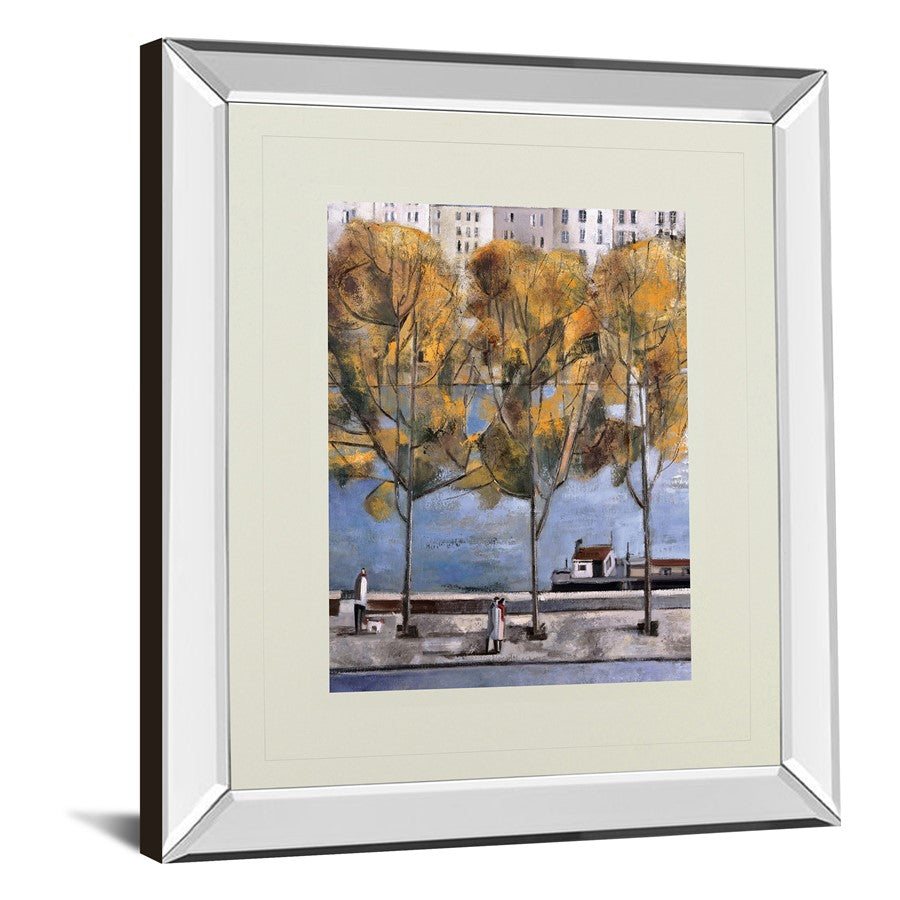 Classy Living Parisian Autumn Wall Art 34x40in | Transitional Mirrored Frame | Living Room & Office Decor | 34 x 40 x 3 in | Model DM5347MF