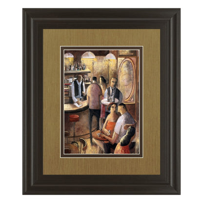 Classy Living Cozy Bar Scene Wall Art 34x40in | Transitional Dark Chocolate MDF Frame with Multicolor Print | Living Room & Dining Room | Model DM5349