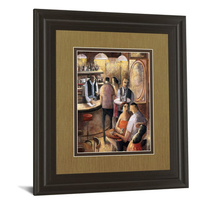 Classy Living Cozy Bar Scene Wall Art 34x40in | Transitional Dark Chocolate MDF Frame with Multicolor Print | Living Room & Dining Room | Model DM5349
