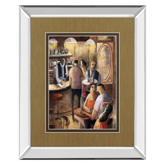 Classy Living Cozy Bar Scene 34x40in Wall Art | Transitional Mirrored Frame Graphic Art Print | Living Room & Dining Room Decor | 34 x 40 | Model DM5349MF