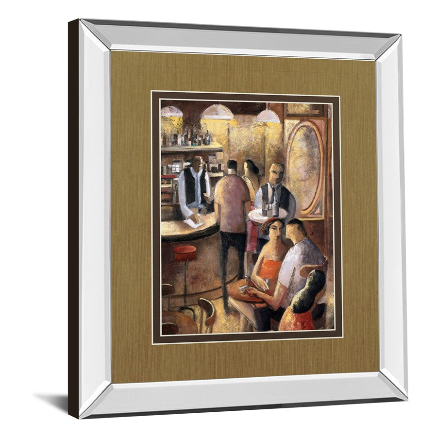 Classy Living Cozy Bar Scene 34x40in Wall Art | Transitional Mirrored Frame Graphic Art Print | Living Room & Dining Room Decor | 34 x 40 | Model DM5349MF