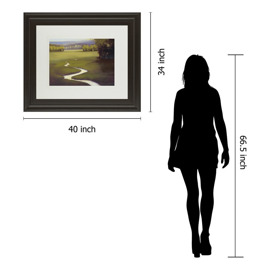 Classy Living Lifting Mist 40x34in Wall Art | Transitional Dark Chocolate MDF Frame with Multicolor Paper Print | Living Room & Office | Model DM5357