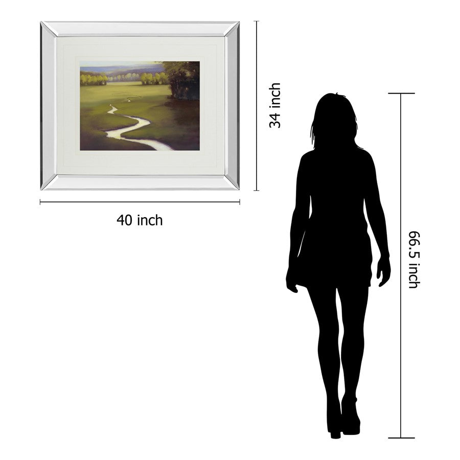 Classy Living Lifting Mist 40x34in Wall Art | Transitional Mirrored Frame Landscape | Living Room, Office & Bedroom Decor | 3 x 40 x 34 in | Model DM5357MF