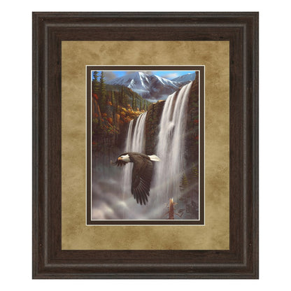 Classy Living Majestic Eagle Flight 34x40in Wall Art | Traditional Cinnamon Mocha MDF Frame and Paper Print | Living Room, Office & Study | Model DM5366