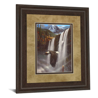 Classy Living Majestic Eagle Flight 34x40in Wall Art | Traditional Cinnamon Mocha MDF Frame and Paper Print | Living Room, Office & Study | Model DM5366