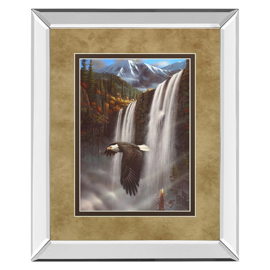 Classy Living Majestic Eagle Flight Wall Art 34x40in | Traditional Mirrored Frame with Double Matting | Living Room & Office Decor | 34 x | Model DM5366MF