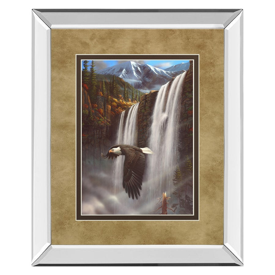 Classy Living Majestic Eagle Flight Wall Art 34x40in | Traditional Mirrored Frame with Double Matting | Living Room & Office Decor | 34 x | Model DM5366MF