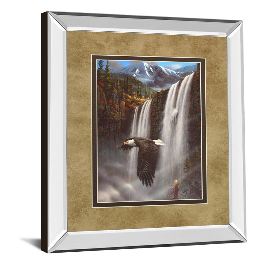 Classy Living Majestic Eagle Flight Wall Art 34x40in | Traditional Mirrored Frame with Double Matting | Living Room & Office Decor | 34 x | Model DM5366MF