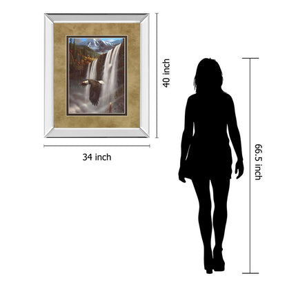 Classy Living Majestic Eagle Flight Wall Art 34x40in | Traditional Mirrored Frame with Double Matting | Living Room & Office Decor | 34 x | Model DM5366MF