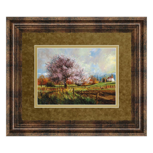 Classy Living Spring Blossoms 40x34in Wall Art | Transitional Framed Graphic Art with Dark Chocolate MDF Frame | Living Room & Bedroom | Model DM5373