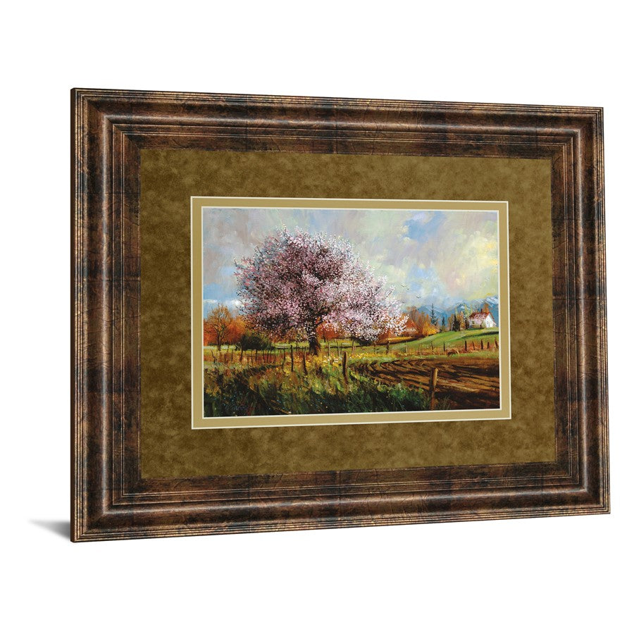 Classy Living Spring Blossoms 40x34in Wall Art | Transitional Framed Graphic Art with Dark Chocolate MDF Frame | Living Room & Bedroom | Model DM5373