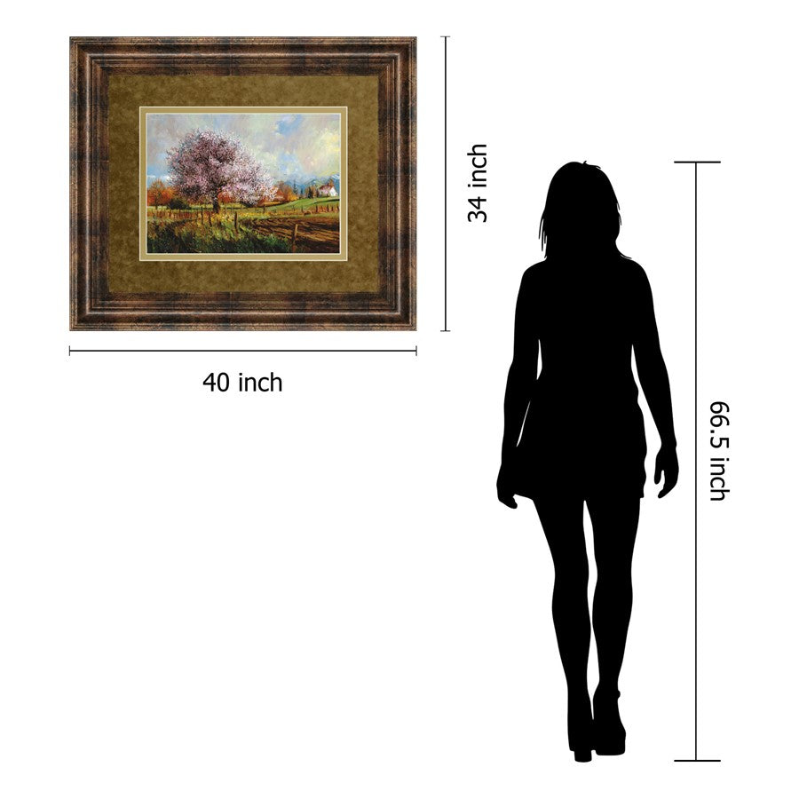 Classy Living Spring Blossoms 40x34in Wall Art | Transitional Framed Graphic Art with Dark Chocolate MDF Frame | Living Room & Bedroom | Model DM5373