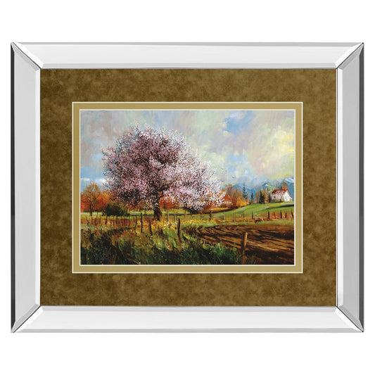 Classy Living Spring Blossoms Wall Art 40x34in | Transitional Mirrored Frame & Double Matting | Living Room & Bedroom Gallery Decor | 40 | Model DM5373MF
