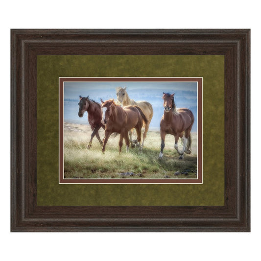 Classy Living Morning Stroll Wall Art 40x34in | Transitional Multicolor Paper Print in Brown MDF Frame | Living Room & Office Decor | 40 x | Model DM5377