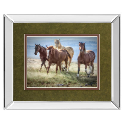 Classy Living Morning Stroll 40x34in Wall Art | Transitional Mirrored Frame with Horses | Entryway & Living Room Decor | 40 x 34 x 3 in | Model DM5377MF