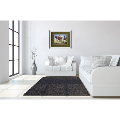 Classy Living Morning Stroll 40x34in Wall Art | Transitional Mirrored Frame with Horses | Entryway & Living Room Decor | 40 x 34 x 3 in | Model DM5377MF