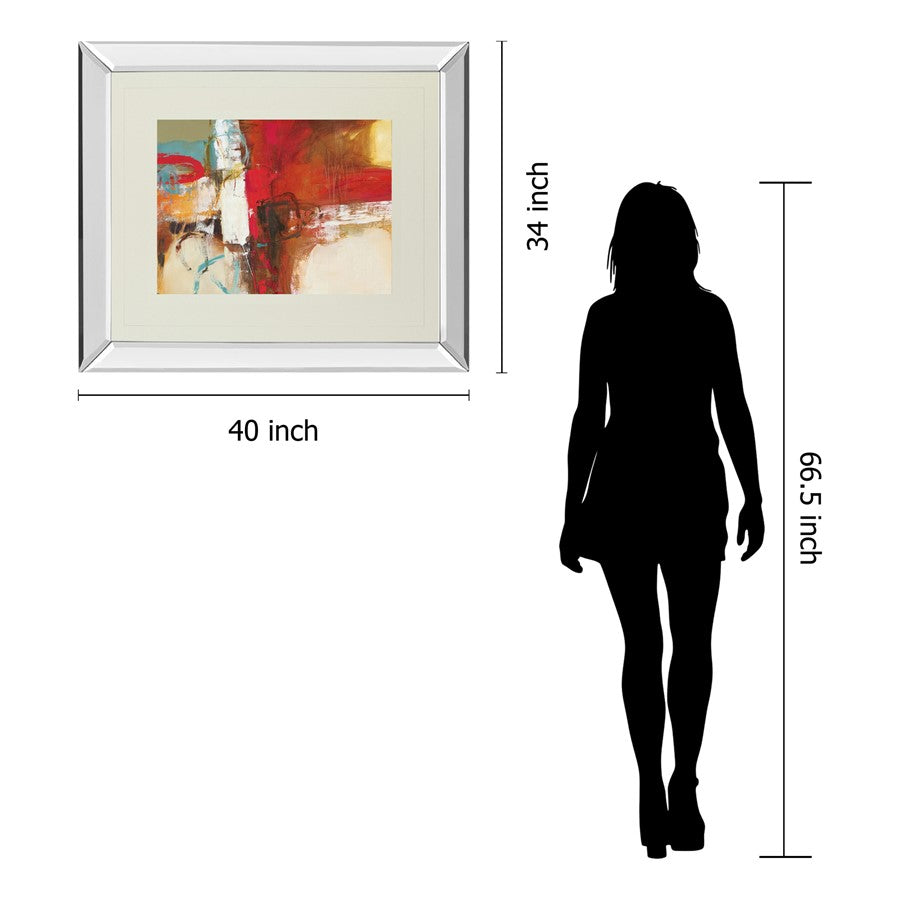 Classy Living Woven Energy 40x34in Rectangular Wall Art | Contemporary Multicolor Abstract on Mirrored Frame | Living Room & Office Focal | Model DM5381MF