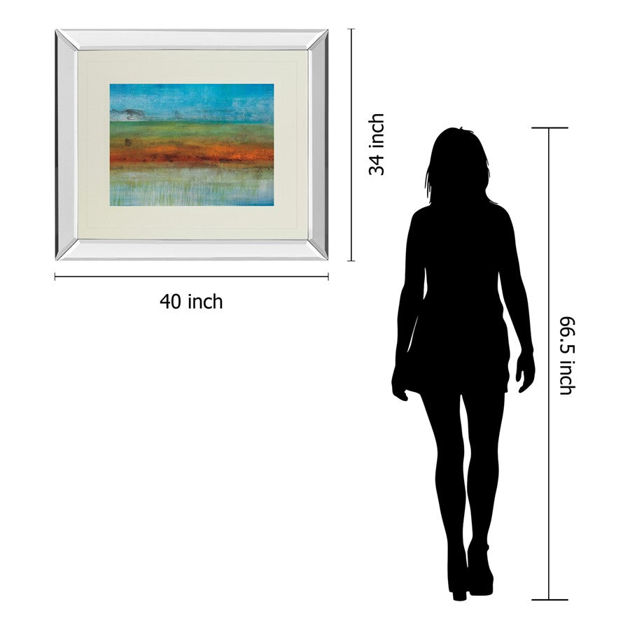 Classy Living Serene Horizon 40x34in Wall Art | Contemporary Mirrored Frame Abstract | Living Room & Office Decor | 40 x 34 x 3 in | Model DM5382MF