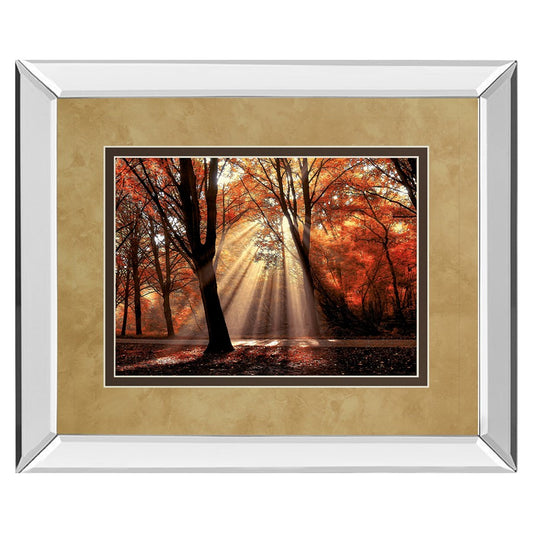 Classy Living Autumn Radiance 40x34in Wall Art | Contemporary Mirrored Frame with Autumn Scene | Living Room & Office Decor | 40 x 34 x 3 | Model DM5390MF