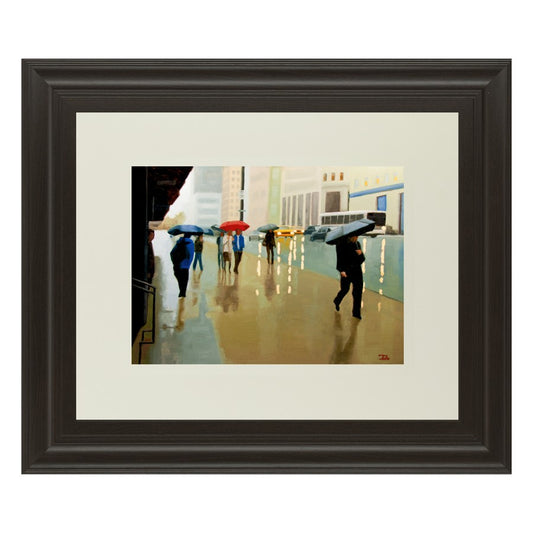Classy Living Urban Rain Walk Wall Art 40x34in | Transitional Dark Chocolate MDF Frame | Living Room & Office Decor | 1 x 40 x 34 in | Model DM5393