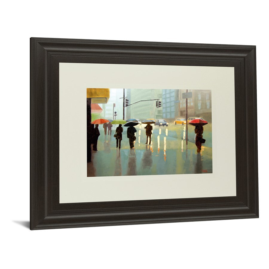 Classy Living Rainy City Stroll 40x34in Wall Art | Transitional Dark Chocolate MDF Frame | Living Room & Office Decor | 40 x 34 x 1 in | Model DM5394