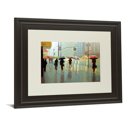 Classy Living Rainy City Stroll 40x34in Wall Art | Transitional Dark Chocolate MDF Frame | Living Room & Office Decor | 40 x 34 x 1 in | Model DM5394
