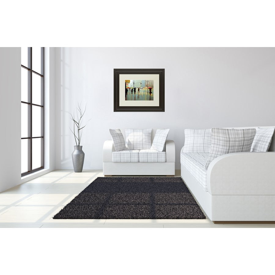 Classy Living Rainy City Stroll 40x34in Wall Art | Transitional Dark Chocolate MDF Frame | Living Room & Office Decor | 40 x 34 x 1 in | Model DM5394