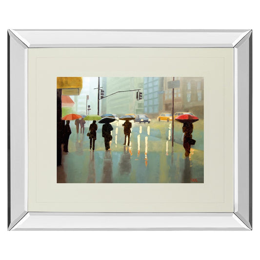 Classy Living Rainy City Stroll 40x34in Wall Art | Transitional Mirrored Frame | Living Room & Office Decor | 40 x 34 x 3 in | Model DM5394MF