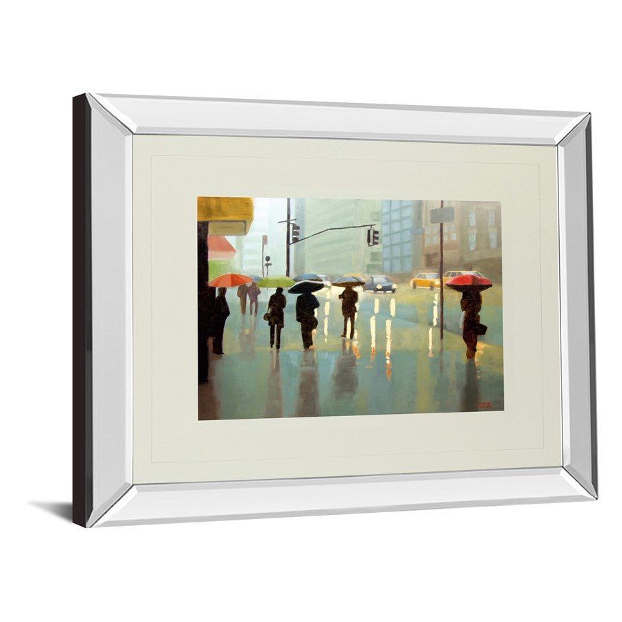 Classy Living Rainy City Stroll 40x34in Wall Art | Transitional Mirrored Frame | Living Room & Office Decor | 40 x 34 x 3 in | Model DM5394MF