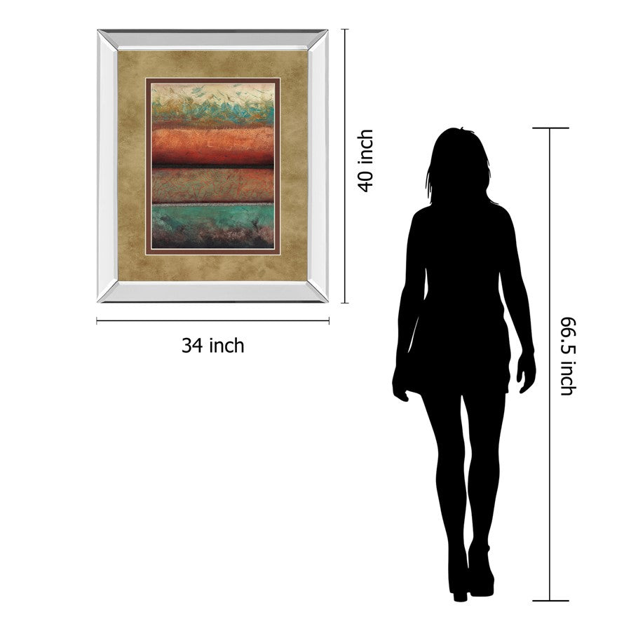 Classy Living Layered Horizons 34x40in Wall Art | Contemporary Mirrored Frame and Paper Print | Living Room & Office Decor | 34 x 40 x 3 | Model DM5406MF