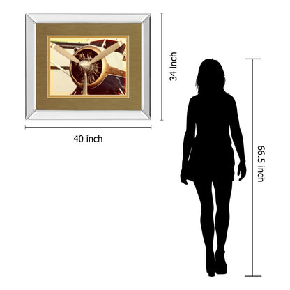 Classy Living Vintage Propeller Wall Art 40x34in | Contemporary Mirrored Frame | Living Room & Office Focal Point | 40 x 34 x 3 in | Model DM5416MF