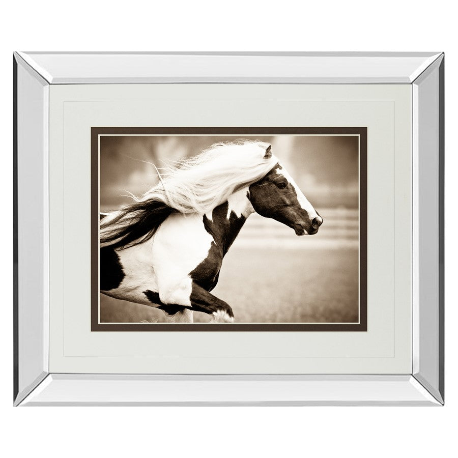 Classy Living Gypsies Pride 40x34in Wall Art | Contemporary Mirrored Frame and Sepia Horse Print | Living Room & Office Decor | 3 x 40 x | Model DM5423MF