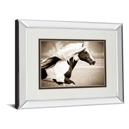 Classy Living Gypsies Pride 40x34in Wall Art | Contemporary Mirrored Frame and Sepia Horse Print | Living Room & Office Decor | 3 x 40 x | Model DM5423MF