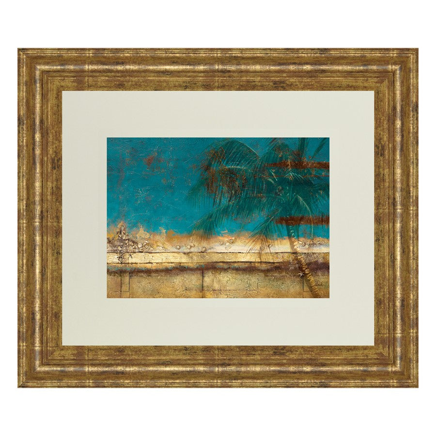 Classy Living Golden Shore Palm Wall Art 40x34in | Contemporary Gilded Frame Mixed Media | Living Room & Bedroom Coastal Decor | 40 x 34 x | Model DM5425