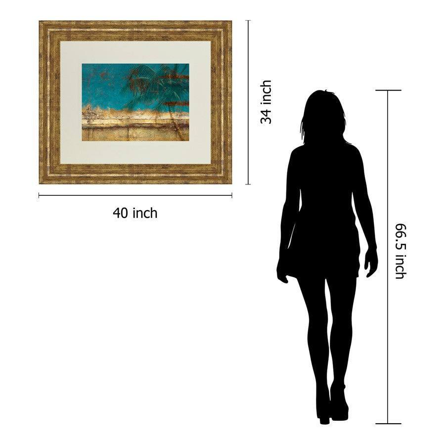 Classy Living Golden Shore Palm Wall Art 40x34in | Contemporary Gilded Frame Mixed Media | Living Room & Bedroom Coastal Decor | 40 x 34 x | Model DM5425