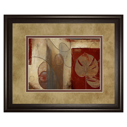 Classy Living Crimson Leaf Harmony Wall Art 40x34in | Transitional Multicolor Paper on MDF with Dark Chocolate Frame | Living Room & | Model DM5427