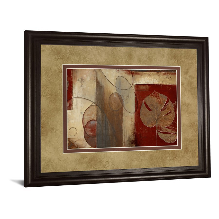 Classy Living Crimson Leaf Harmony Wall Art 40x34in | Transitional Multicolor Paper on MDF with Dark Chocolate Frame | Living Room & | Model DM5427