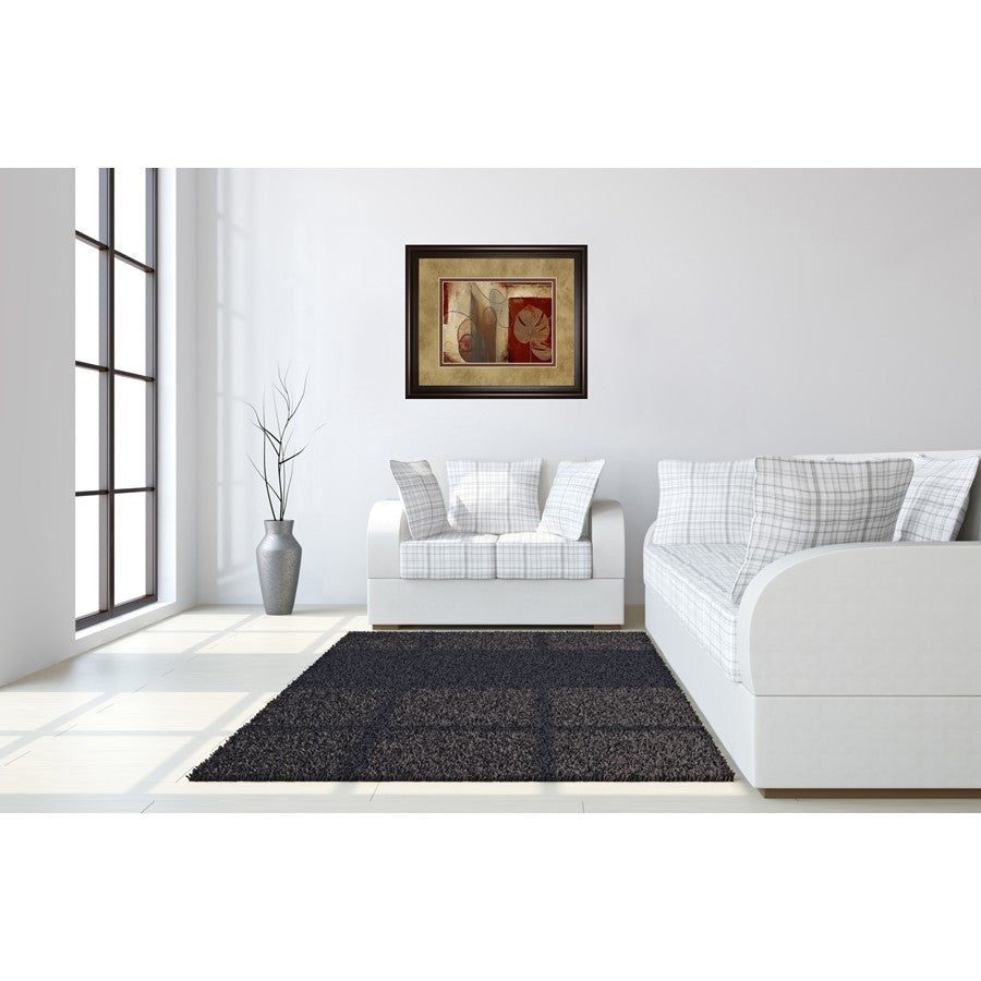 Classy Living Crimson Leaf Harmony Wall Art 40x34in | Transitional Multicolor Paper on MDF with Dark Chocolate Frame | Living Room & | Model DM5427
